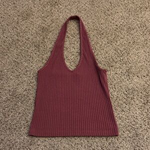 Me to We Ribbed Halter Tank Top - Mauve